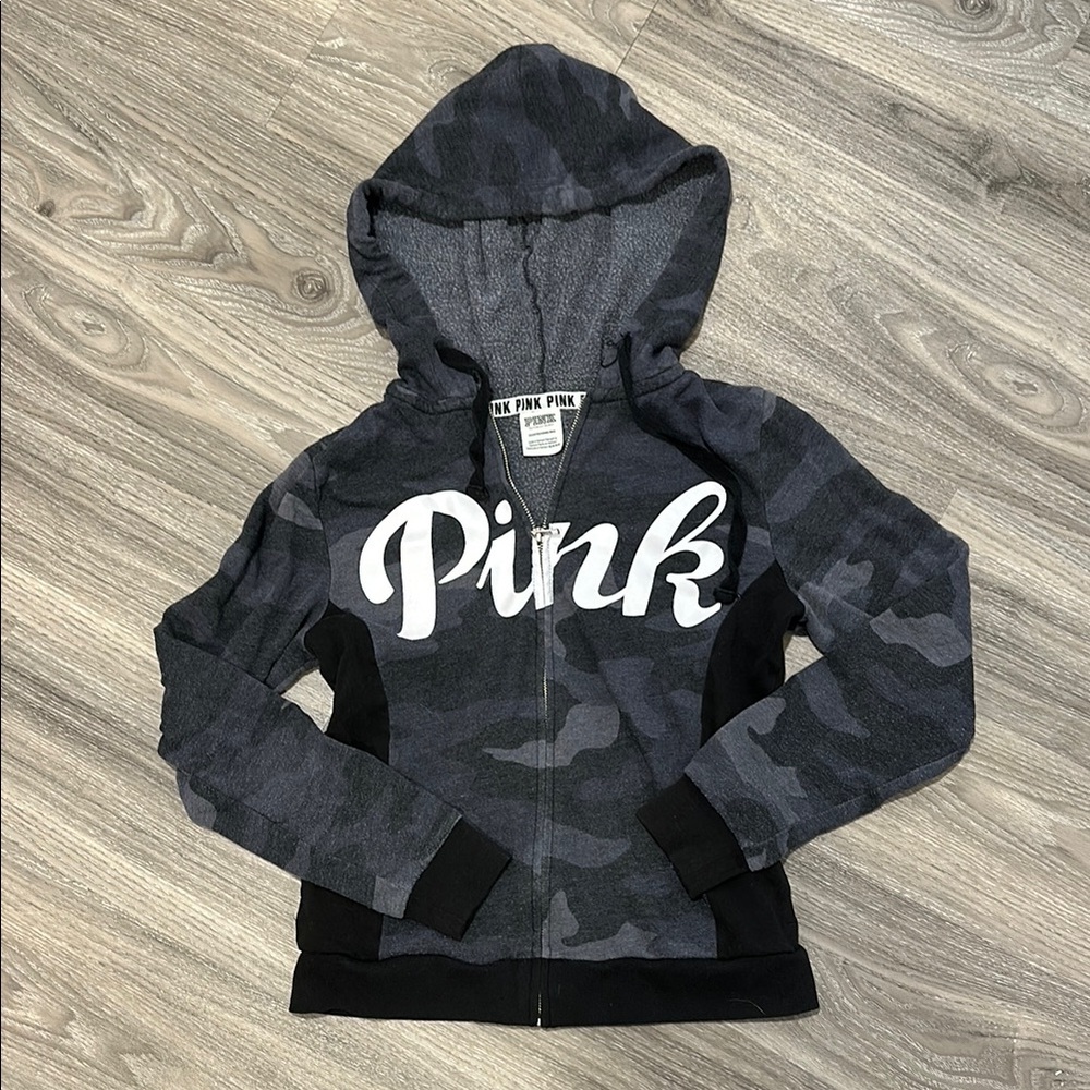 PINK Victoria's Secret Black and Gray Sweatshirt